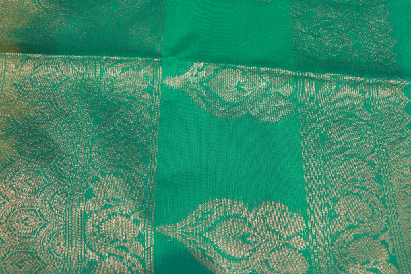 Silk Cotton  Saree  Yellow With  Ramar Green Collour - Vaishali Silks
