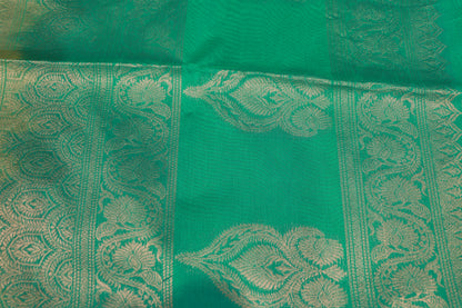 Silk Cotton  Saree  Yellow With  Ramar Green Collour - Vaishali Silks