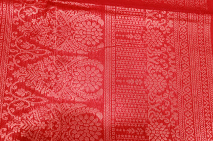 Silk Cotton Saree Sandal With Pink Colour - Vaishali Silks