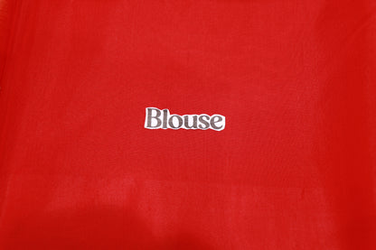 Silk Cotton Saree Orang With Red Colour - Vaishali Silks