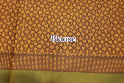 Silk Cotton Saree Yellow   With Green Colour