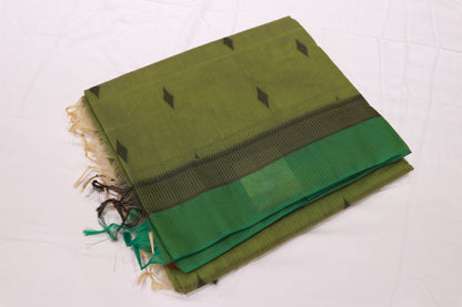 Silk Cotton Saree Green  Colour
