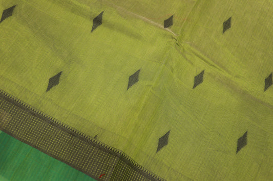 Silk Cotton Saree Green  Colour