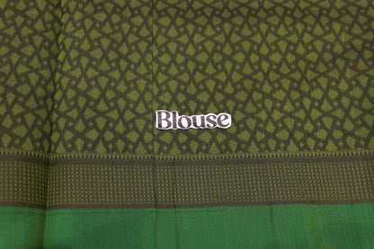 Silk Cotton Saree Green  Colour