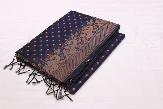 Silk Cotton Saree  Blue Colour