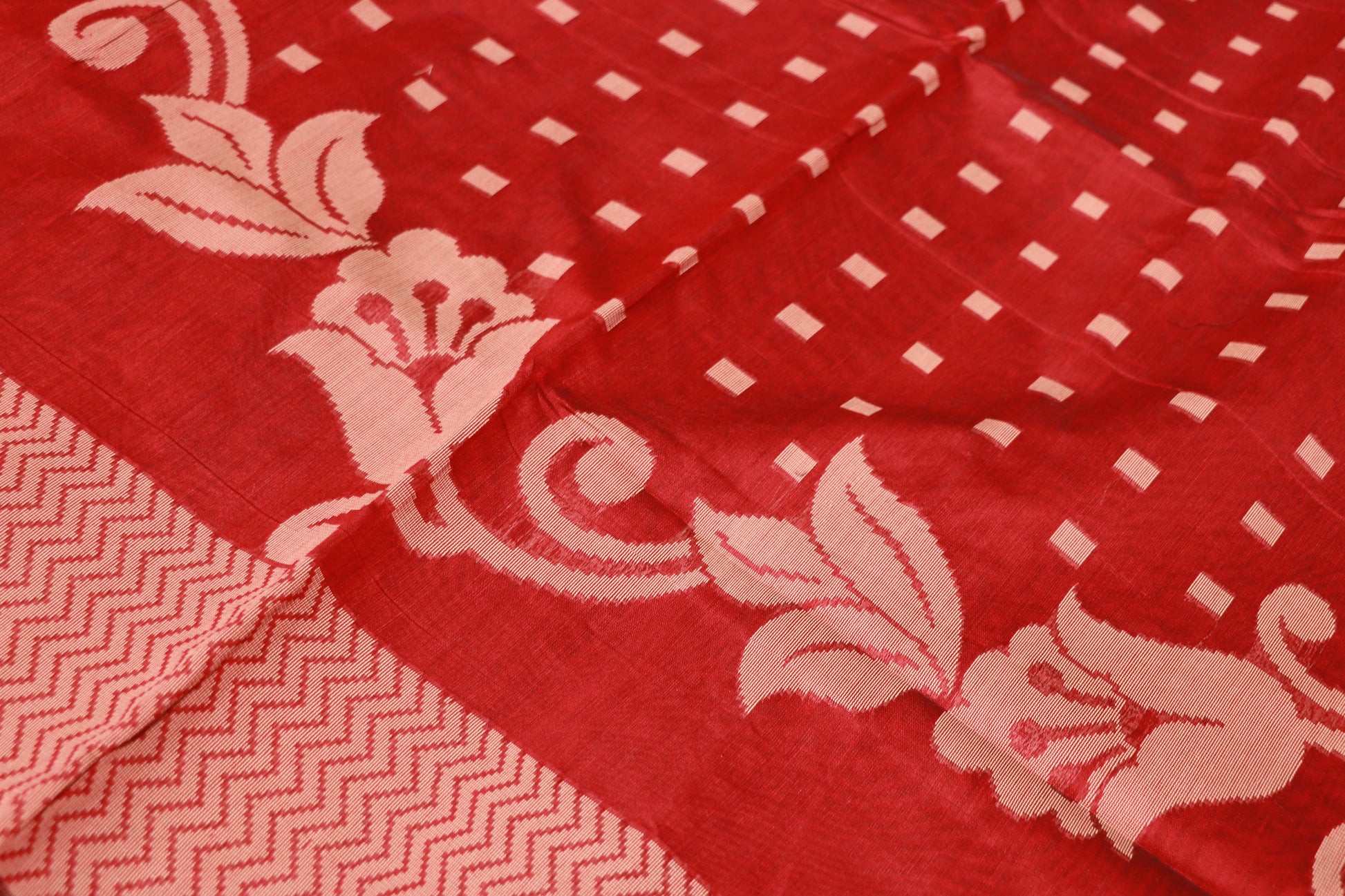 Silk  Cotton  Saree Red Colour - Vaishali Silks