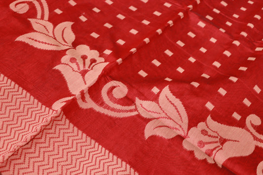 Silk  Cotton  Saree Red Colour