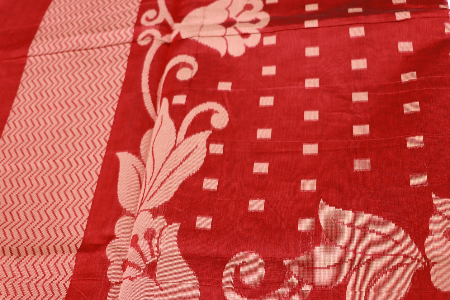 Silk  Cotton  Saree Red Colour - Vaishali Silks
