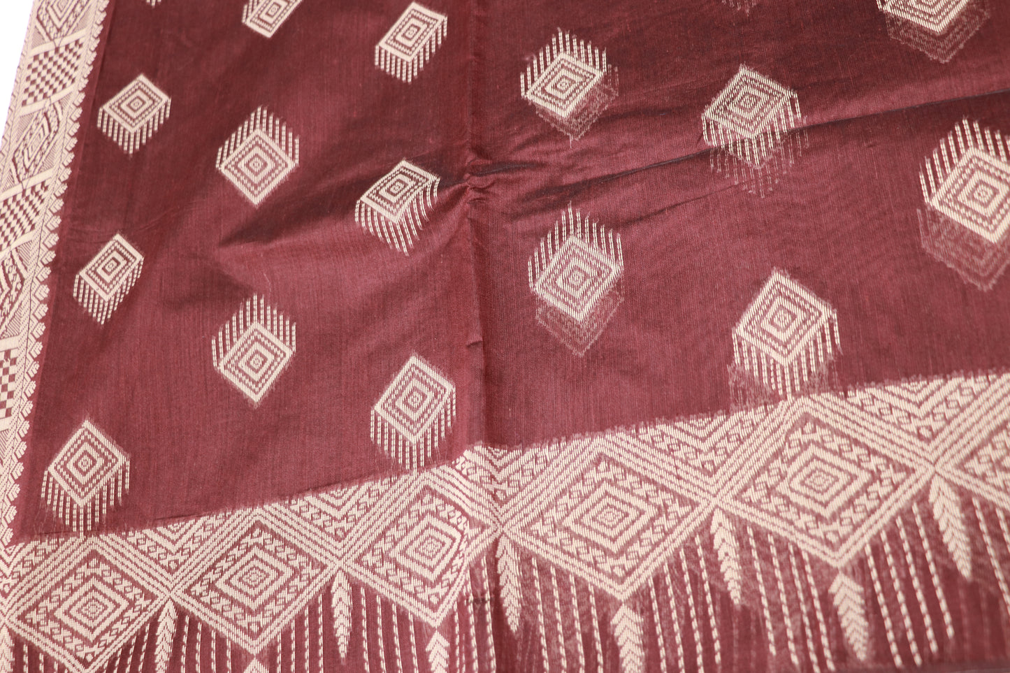 Silk Cotton Saree  brown Colour
