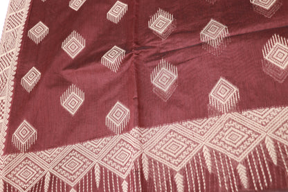 Silk Cotton Saree  brown Colour