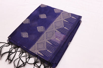 Silk Cotton  Saree Blue Colour - Vaishali Silks