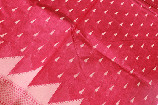 Silk  Cotton  Saree  Pink  Colour