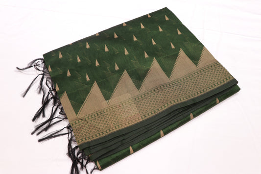 Silk Cotton  Saree Green  Colour