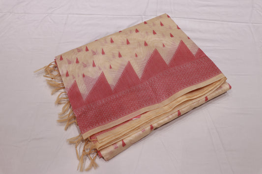 Silk Cotton Saree White Colour