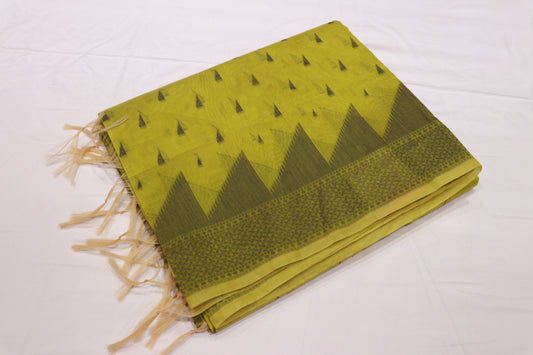 Silk Cotton saree Green colour - Vaishali Silks
