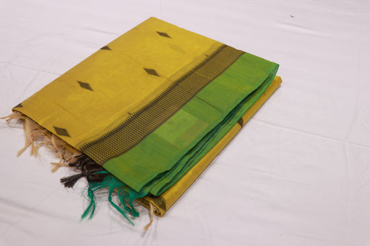 Silk cotton  Saree Yellow Colour