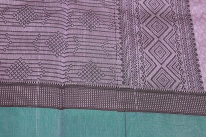 Silk Cotton  Saree Violet With Blue Colour