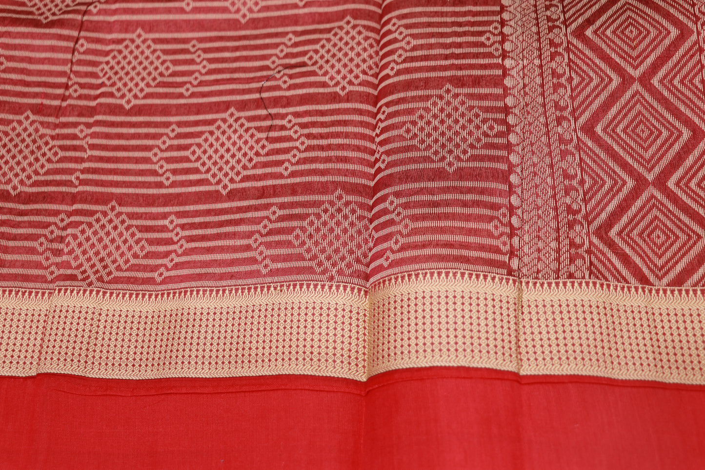 Silk  Cotton  Saree Brown With Red Colour