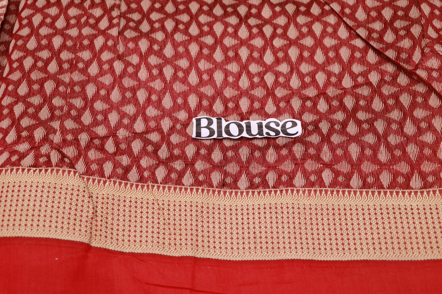 Silk  Cotton  Saree Brown With Red Colour