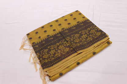 Silk Cotton Saree light Yellow colour - Vaishali Silks