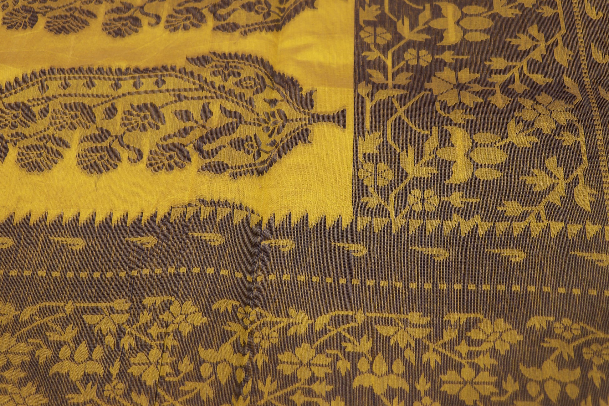 Silk Cotton Saree light Yellow colour - Vaishali Silks