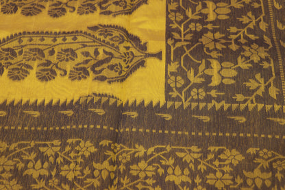 Silk Cotton Saree light Yellow colour - Vaishali Silks