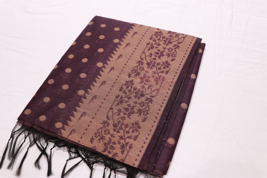 Silk  cotton Saree Dark violet Colour - Vaishali Silks