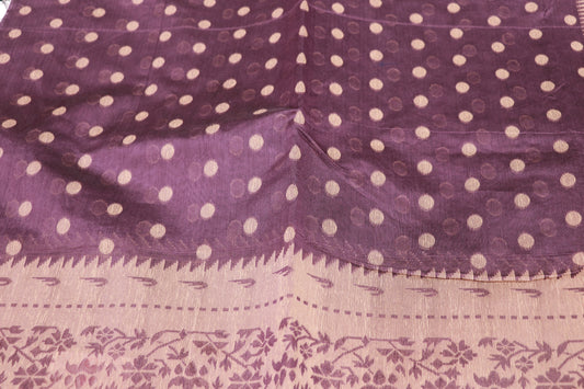 Silk  cotton Saree Dark violet Colour - Vaishali Silks