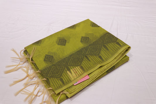 Silk Cotton Saree  Green  Colour - Vaishali Silks