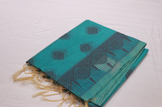 Silk Cotton  Saree Blue Colour - Vaishali Silks