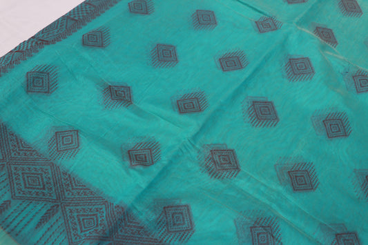 Silk Cotton  Saree Blue Colour - Vaishali Silks