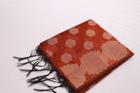 Silk Cotton  Saree Orange  Colour - Vaishali Silks