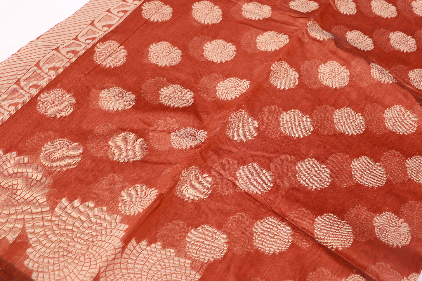 Silk Cotton  Saree Orange  Colour - Vaishali Silks