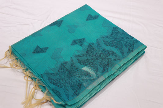 Silk Cotton  Saree Blue Colour - Vaishali Silks