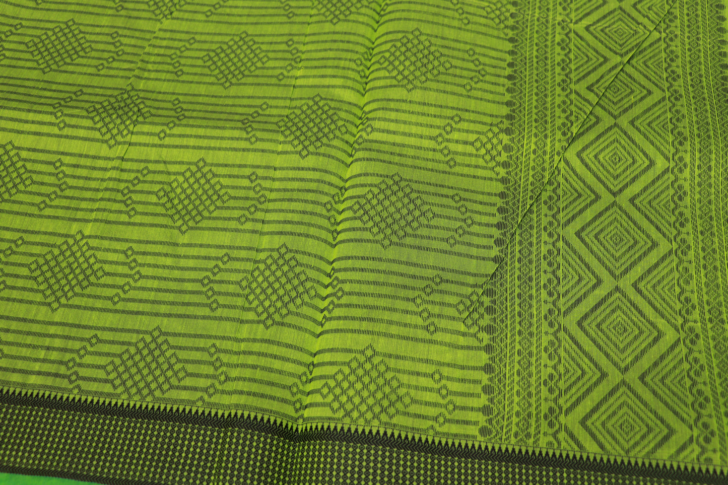 Silk  Cotton Saree Parrot  Green Colour
