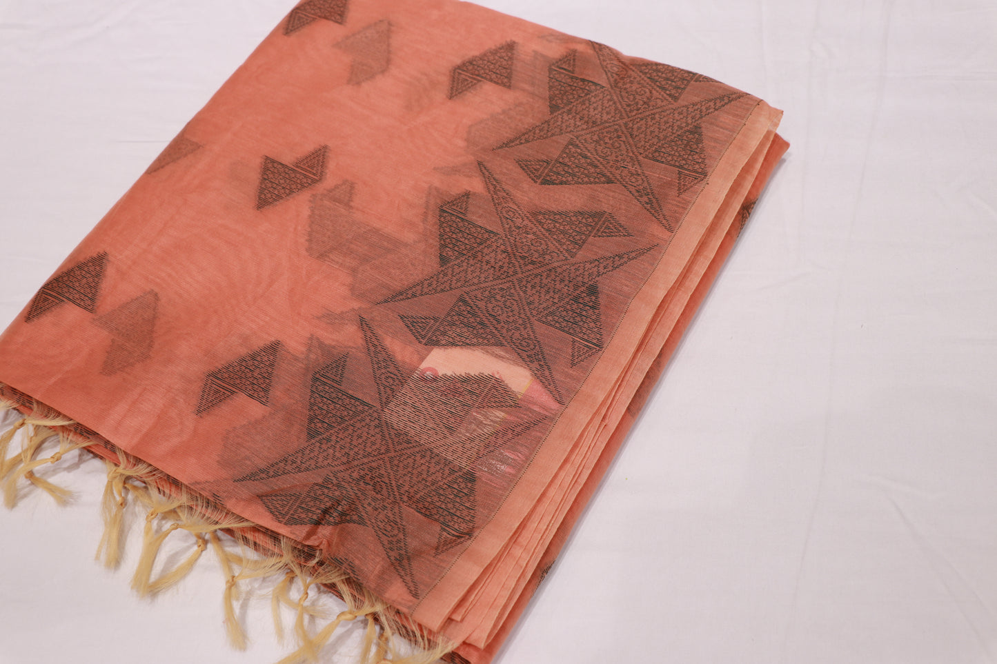 Silk Cotton Saree Peach Colour - Vaishali Silks