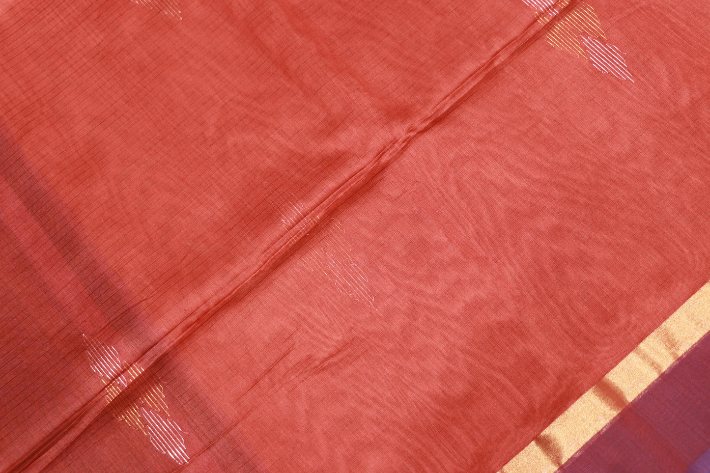Silk Cotton  Saree Orange With Blue  Colour - Vaishali Silks