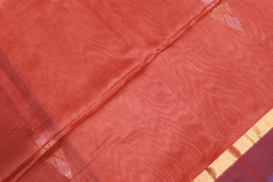 Silk Cotton  Saree Orange With Blue  Colour - Vaishali Silks