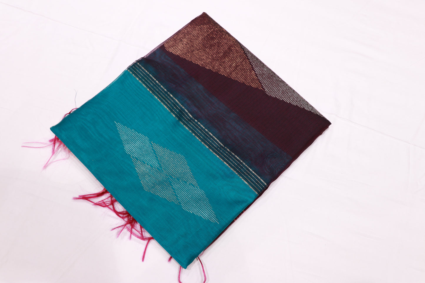Semi Silk Saree Sky  Blue With Purple Colour
