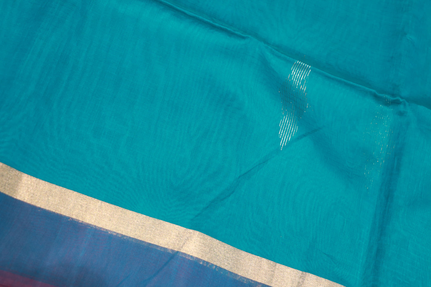 Semi Silk Saree Sky  Blue With Purple Colour