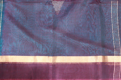 Semi Silk Saree Sky  Blue With Purple Colour