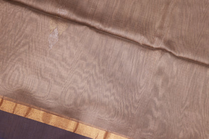 Silk  Cotton  Saree Ash  With Blue Colour