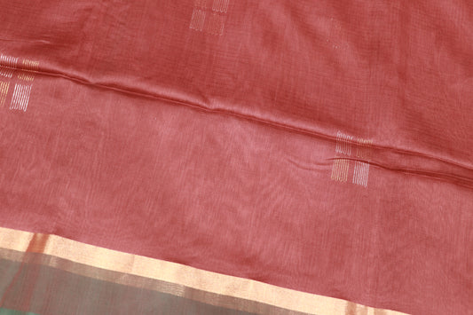 Silk Cotton Saree  Brown  With Bottle Green  Colour - Vaishali Silks