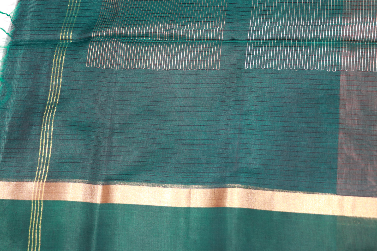 Silk Cotton Saree  Brown  With Bottle Green  Colour - Vaishali Silks