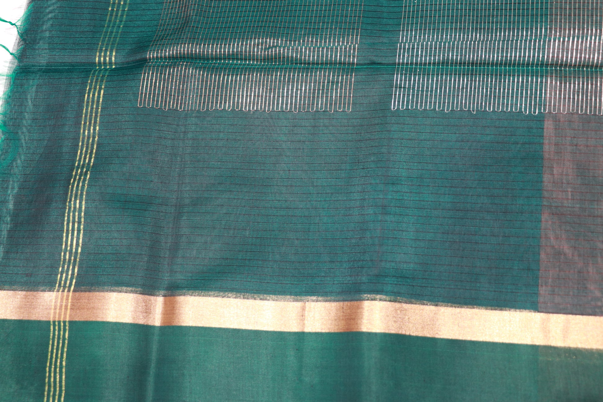 Silk Cotton Saree  Brown  With Bottle Green  Colour - Vaishali Silks