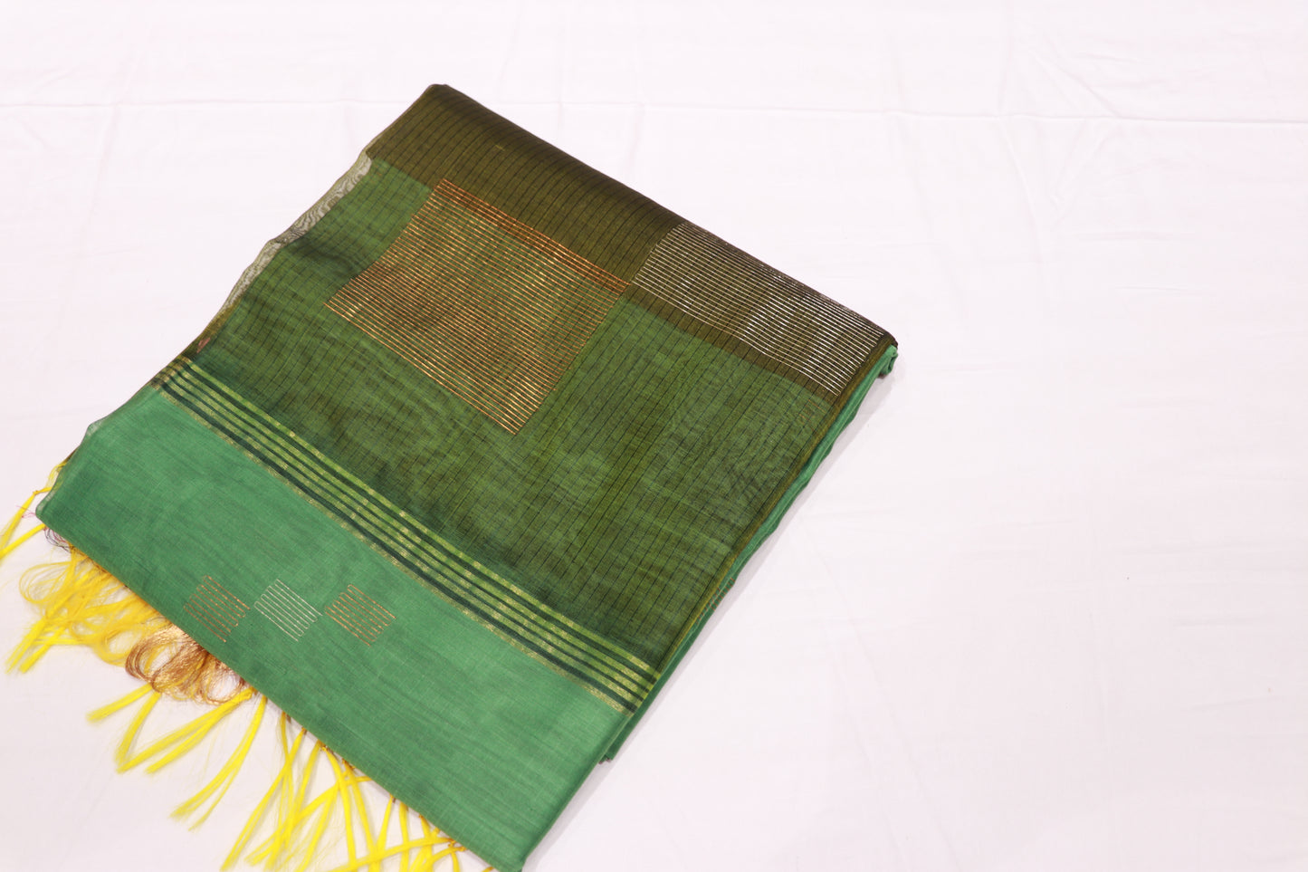 Silk Cotton Saree Pista  Green With Olive  Green  Colour - Vaishali Silks
