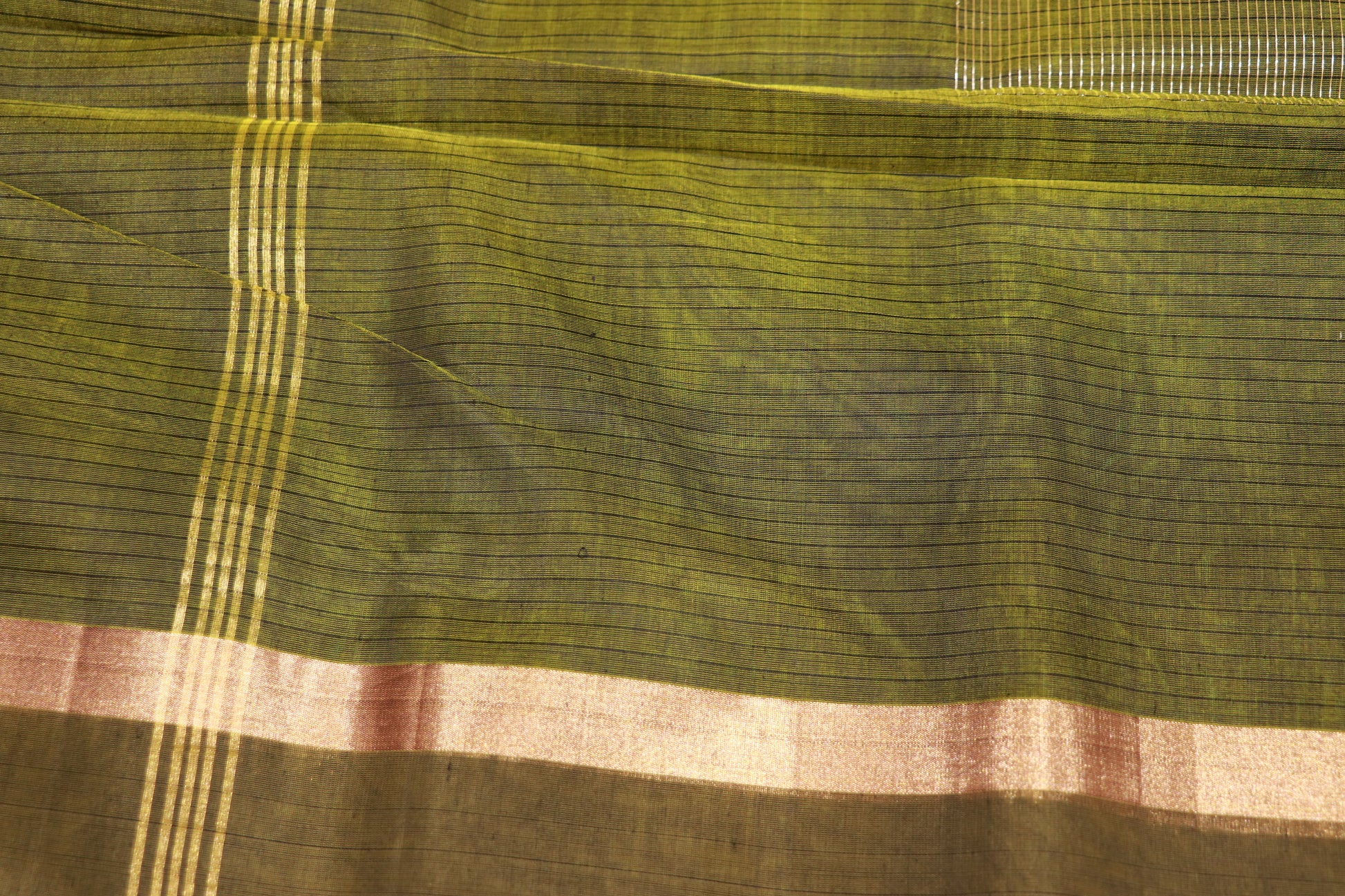 Silk Cotton Saree Pista  Green With Olive  Green  Colour - Vaishali Silks