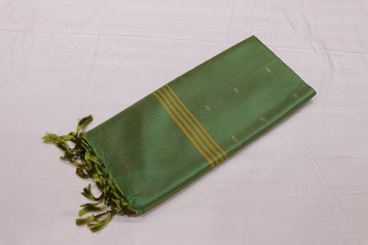 Banana Silk Saree Red with Green  Colour (WITHOUT BLOUSE)