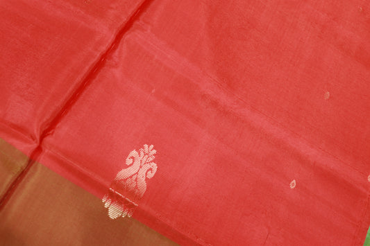 Banana Silk Saree Red with Green  Colour (WITHOUT BLOUSE)