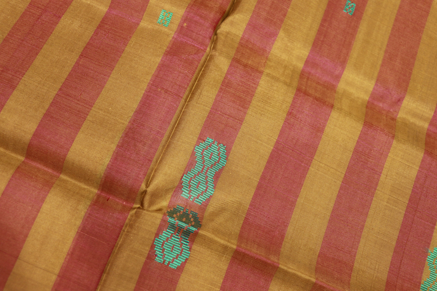 Banana Silk  Saree Blue with Mustard (WITHOUT BLOUSE)